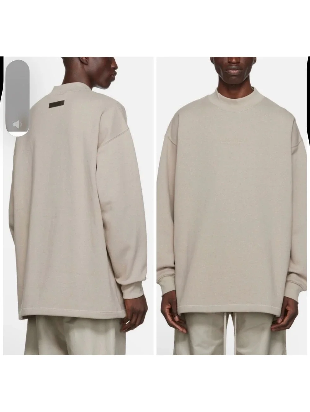 Essentials Fear Of God Sz M Crew Mock Neck IN Smoke Relaxed Casual Sweater XL